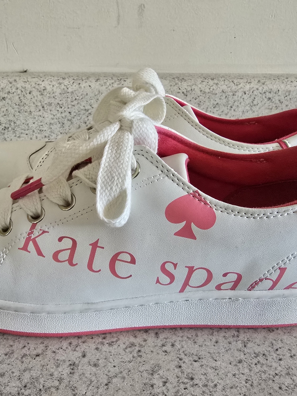 kate spade White and Pink Logo Sneakers